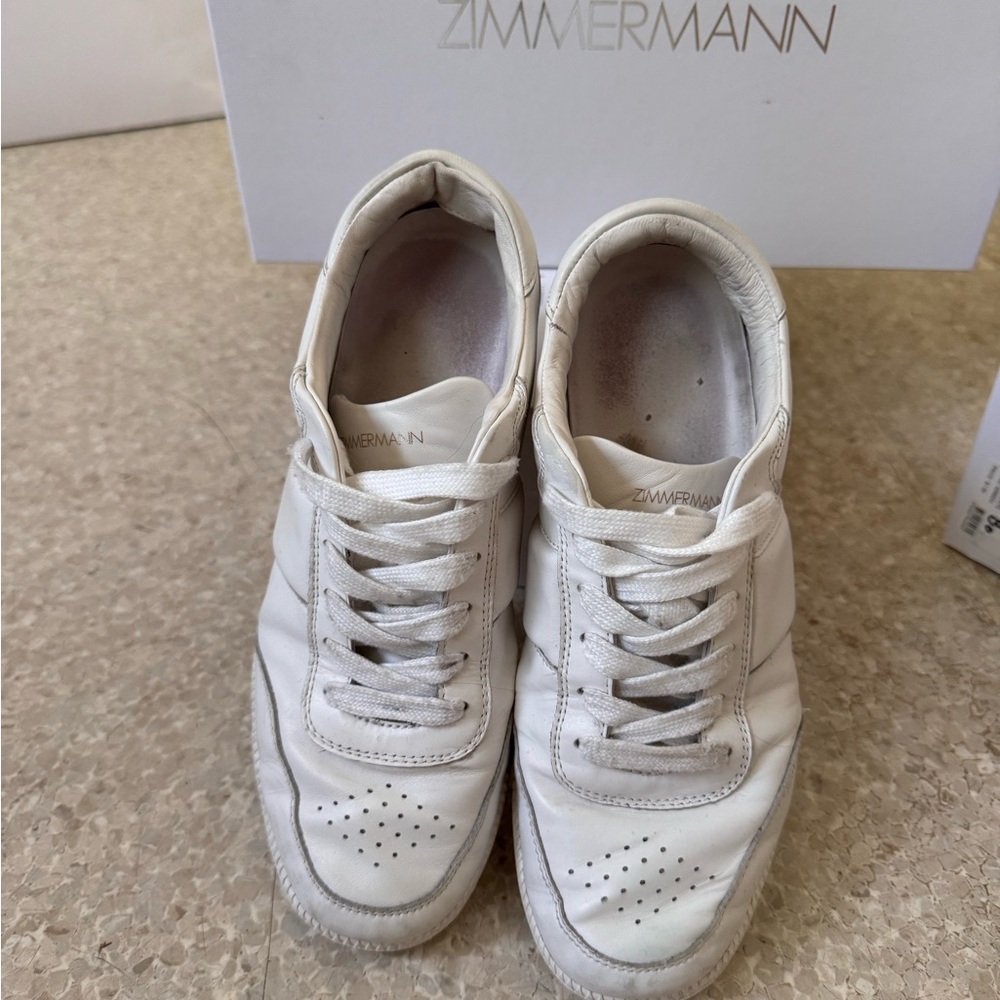 Zimmermann White Sneakers with Perforated Toe and Padded Collar